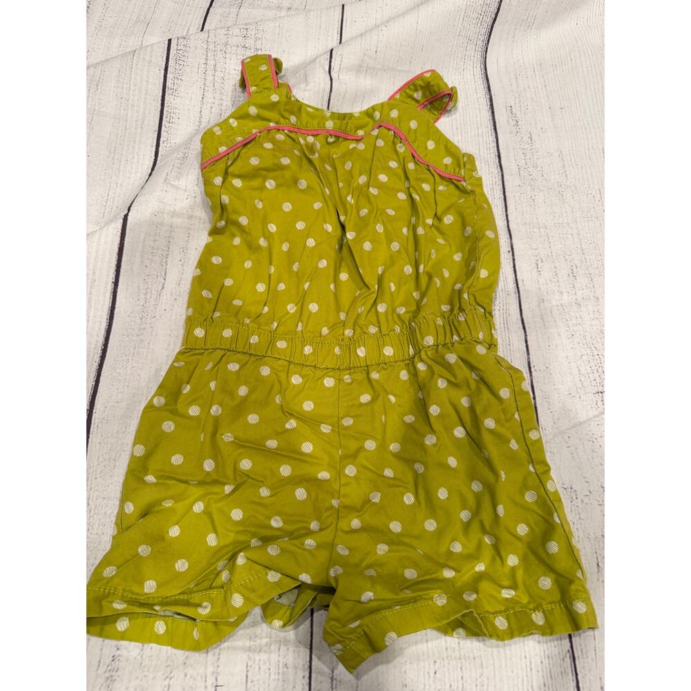 Cherokee Green with White Polka Dots Romper Size 5T